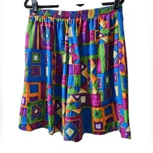 Vintage Maggie Sweet Skirt 1X Colorful Geometric Boho Retro Pockets.